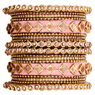 Handmade Silk Thread Bangles Set - Peach