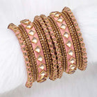 Handmade Silk Thread Bangles Set - Peach