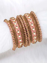 Handmade Silk Thread Bangles Set - Peach