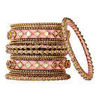 Handmade Silk Thread Bangles Set - Peach