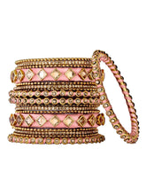 Handmade Silk Thread Bangles Set - Peach