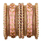 Handmade Silk Thread Bangles Set - Peach