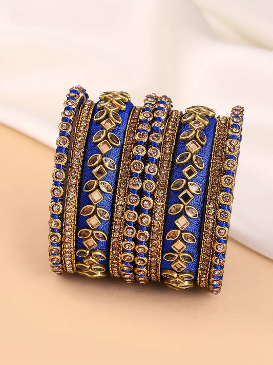 Royal Inspired Silk Thread Bangle Set  - Blue