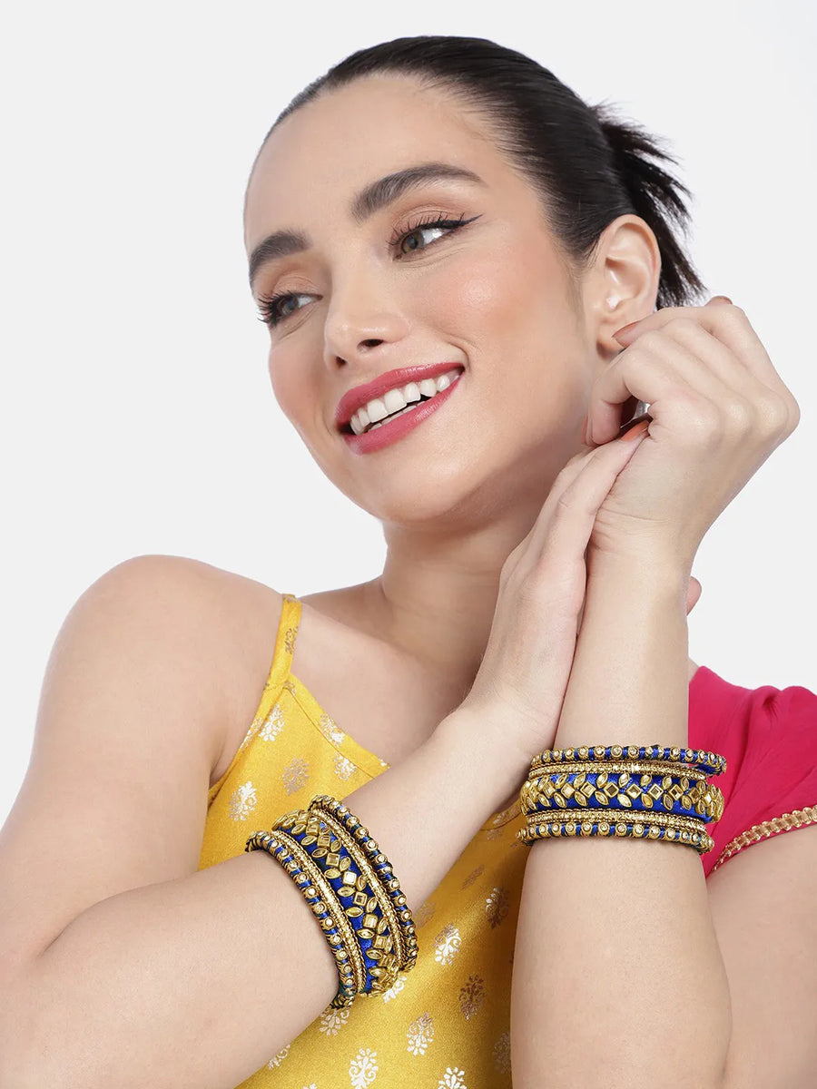 Royal Inspired Silk Thread Bangle Set  - Blue