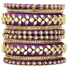 Peora Ethnic Purple Thread Kundan Bangle Set