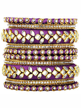 Peora Ethnic Purple Thread Kundan Bangle Set