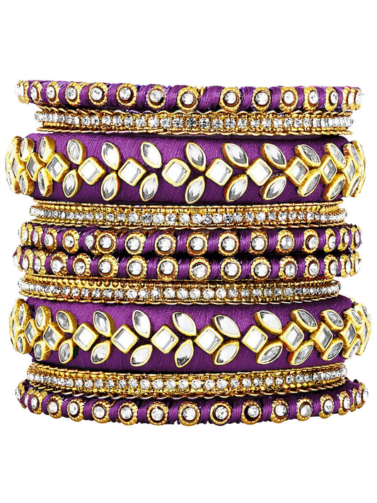 Royal Inspired Silk Thread Bangle Set  - Purple