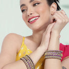 Peora Ethnic Purple Thread Kundan Bangle Set