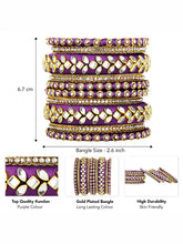 Peora Ethnic Purple Thread Kundan Bangle Set