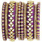 Peora Ethnic Purple Thread Kundan Bangle Set