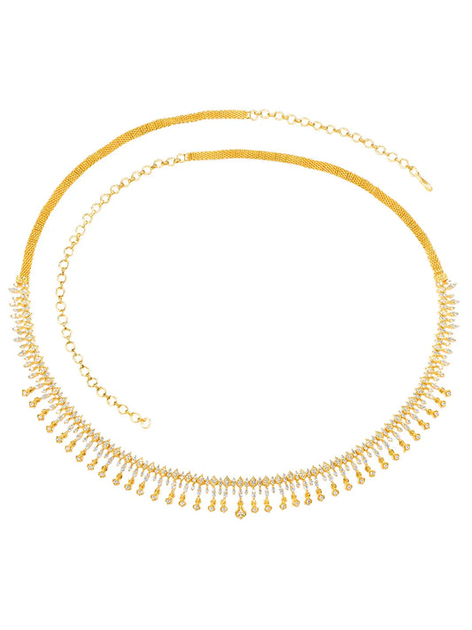 Delicate Fringe CZ & Gold Plated Belly Chain