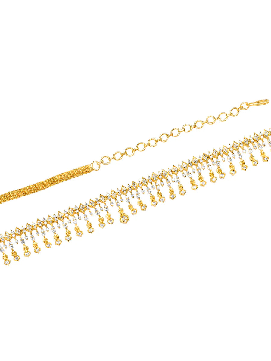 Delicate Fringe CZ & Gold Plated Belly Chain