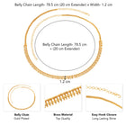 Heritage Leaf Gold Plated Belly Chain