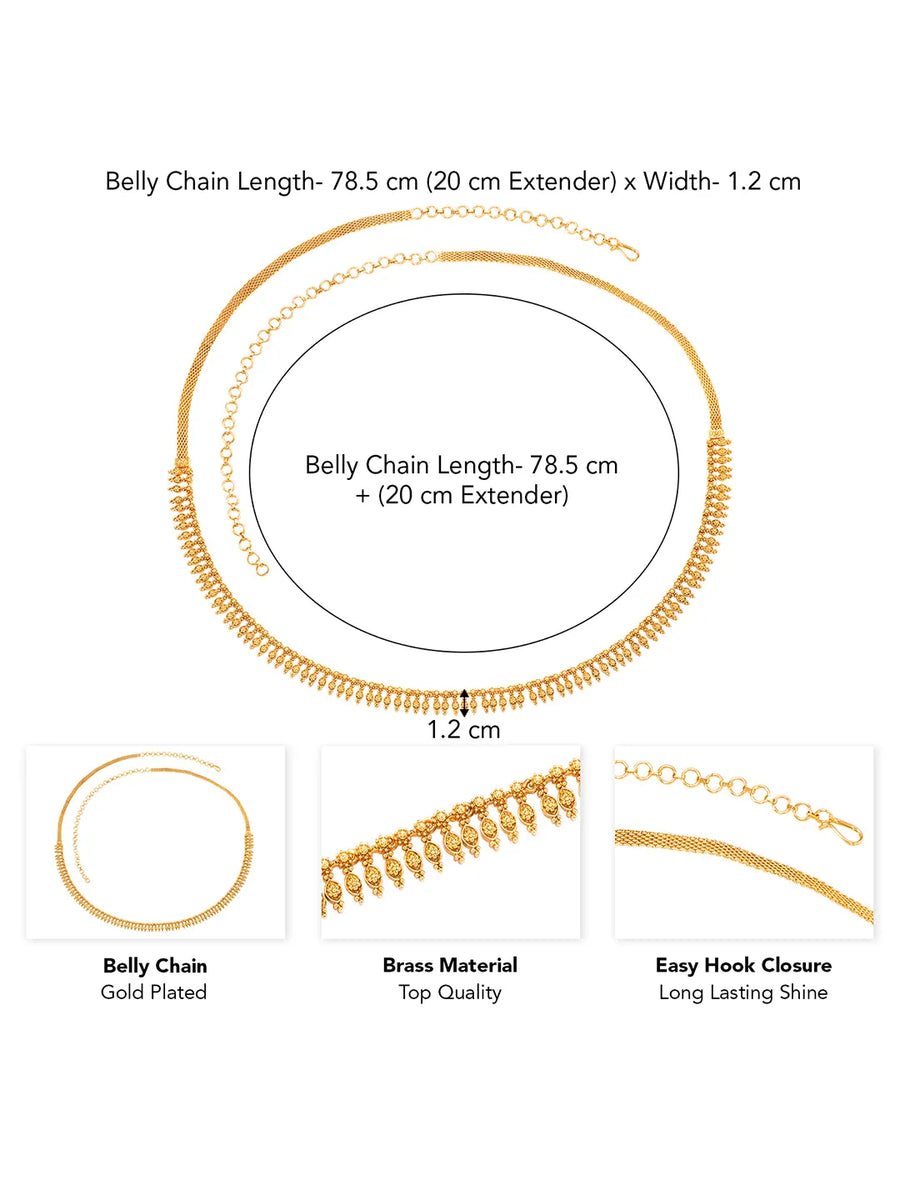 Heritage Leaf Gold Plated Belly Chain
