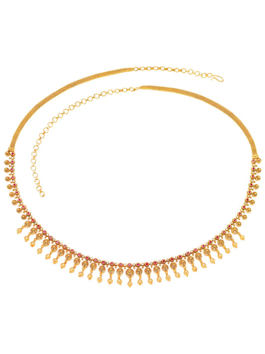 Traditional Delicate Rani Pink & Gold Belly Chain