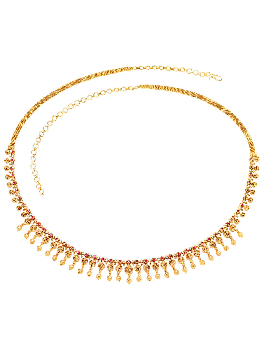 Traditional Delicate Rani Pink & Gold Belly Chain