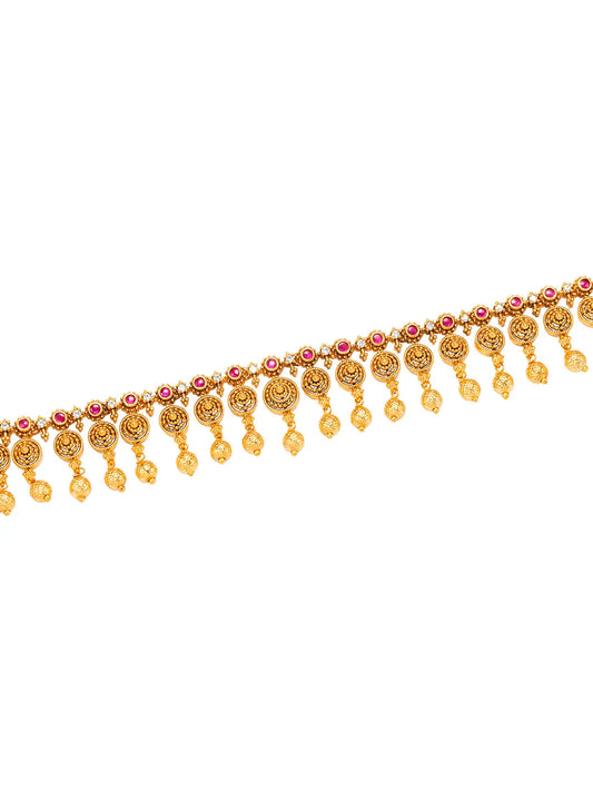 Traditional Delicate Rani Pink & Gold Belly Chain