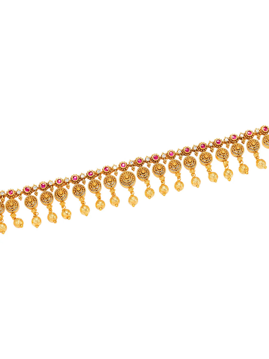 Traditional Delicate Rani Pink & Gold Belly Chain