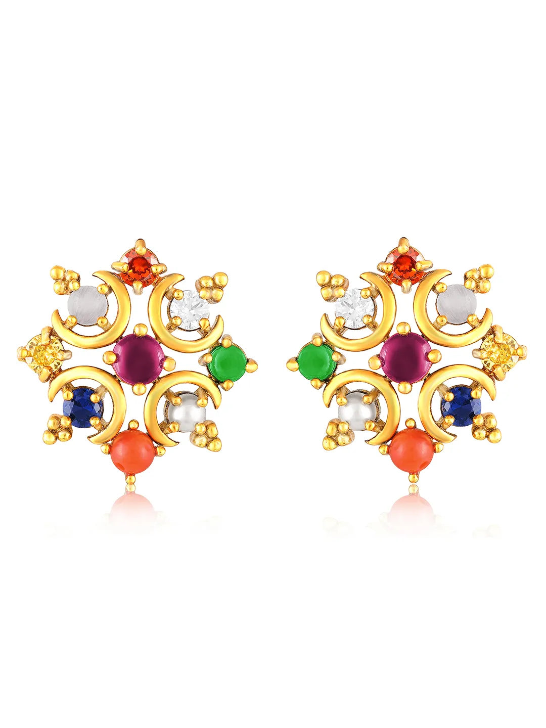 Vibrant Stone Studded Stud Earrings