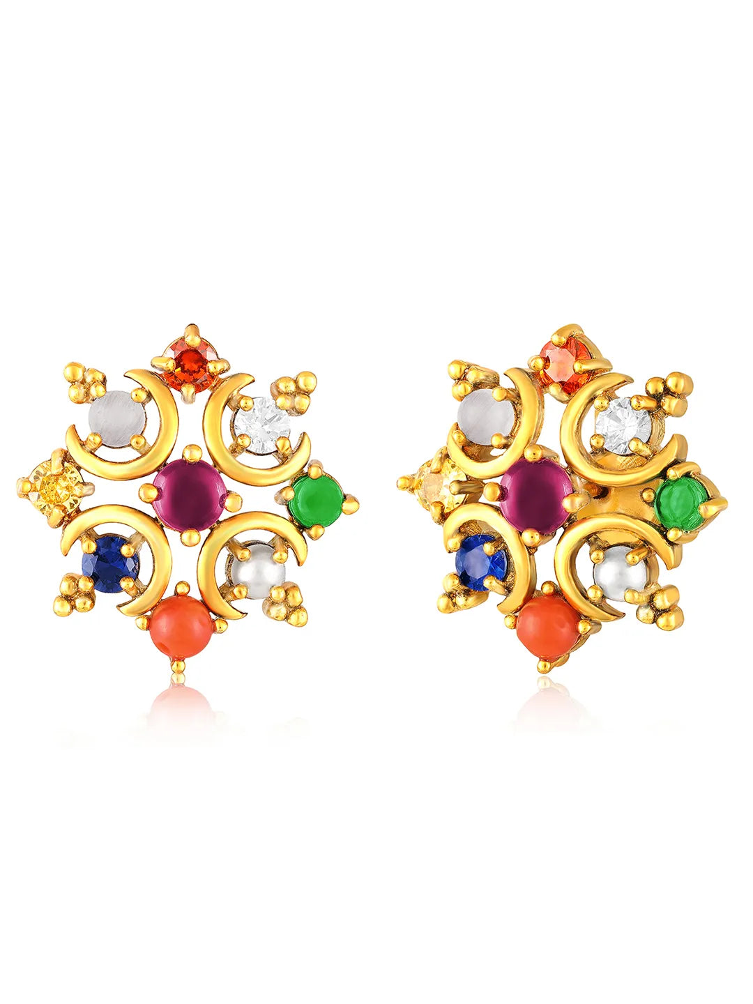 Vibrant Stone Studded Stud Earrings