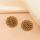 Floral Faux Ruby Stud Earrings