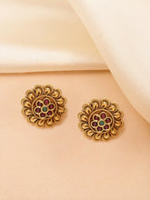 Floral Faux Ruby Stud Earrings