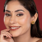 Floral Faux Ruby Stud Earrings