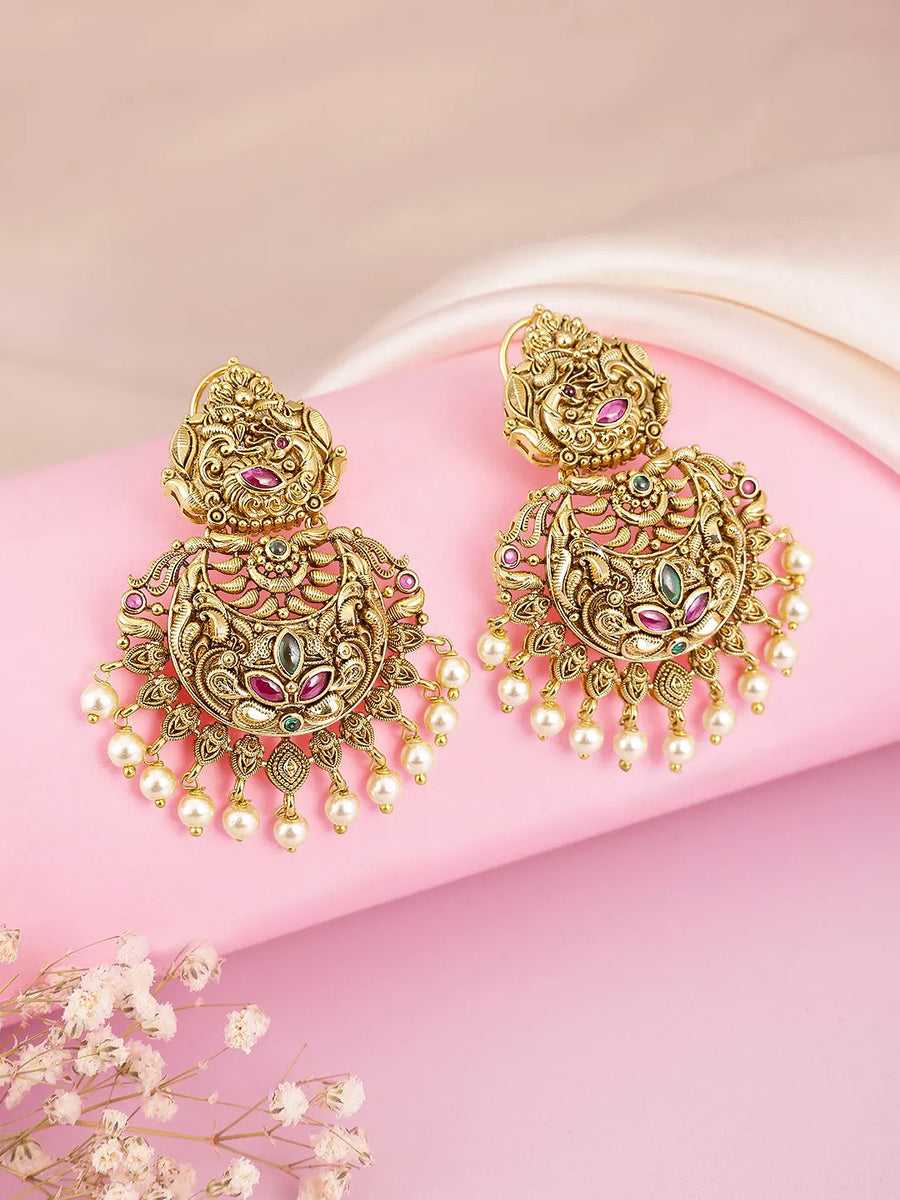 Cultural Heritage Faux Ruby Pearl Dangler
