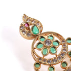 Floral Crescent Pearl Dangle Earrings - Green
