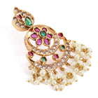 Floral Crescent Pearl Dangle Earrings - Rani Pink Green