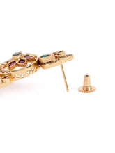 Floral Crescent Pearl Dangle Earrings - Rani Pink Green