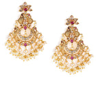 CZ Pearl Peacock Motif Dangler Earrings