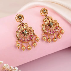 Temple Inspired Peacock Motif Earrings
