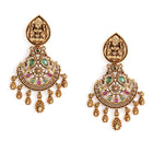 Divine Laxmi Temple Inspired Earrings - Rani Pink