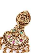 Divine Laxmi Temple Inspired Earrings - Rani Pink Green