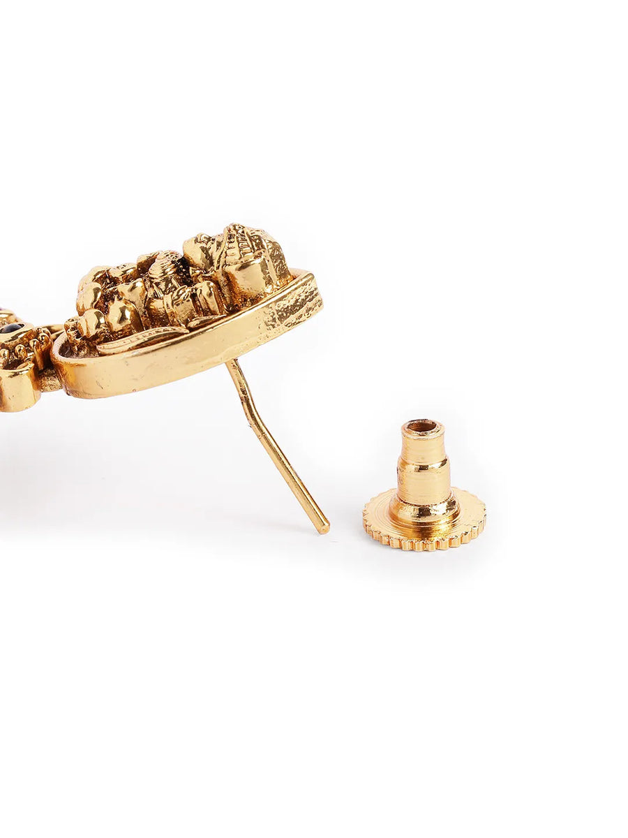 Divine Laxmi Temple Inspired Earrings - Rani Pink Green