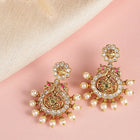 Twin Peacock Pearl Drop Chandbali Pair