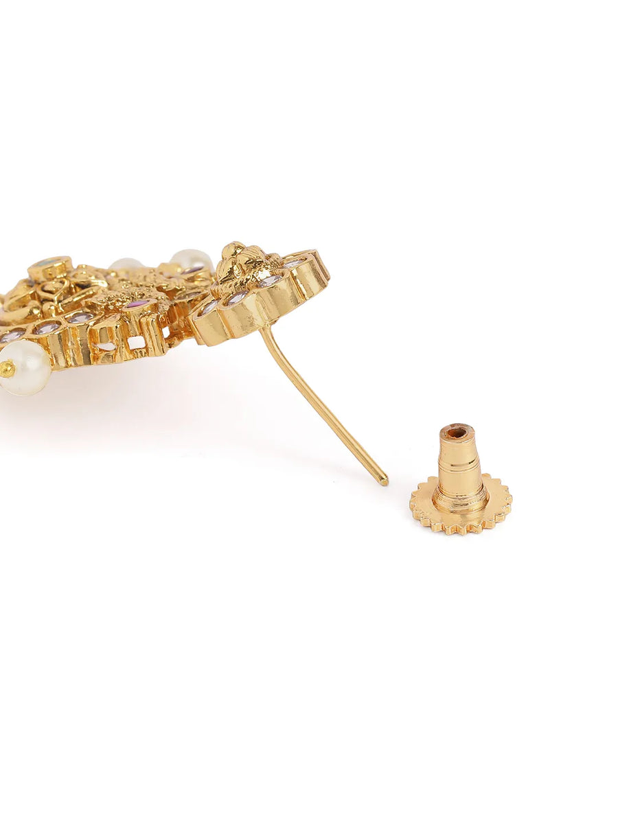 Twin Peacock Pearl Drop Chandbali Pair