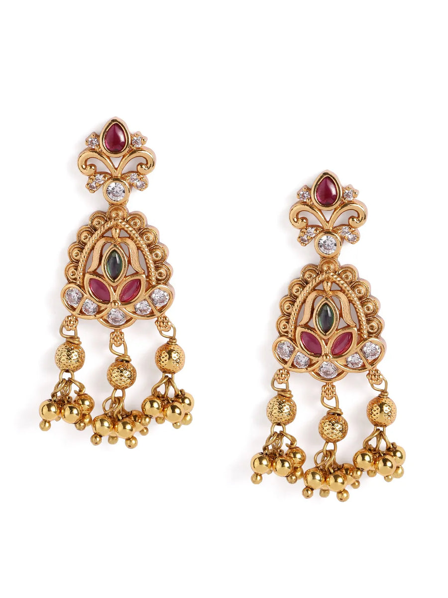 Faux Kundan CZ Bridal Drop Earrings