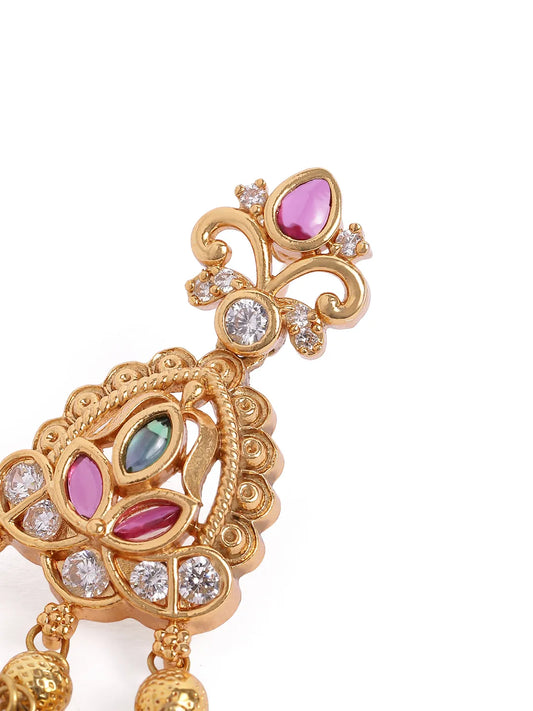 Faux Kundan CZ Bridal Drop Earrings