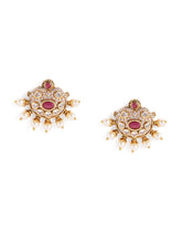 Traditional Faux Ruby & CZ Stud Earrings