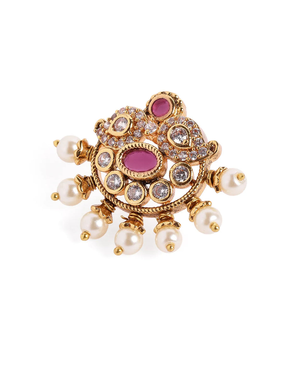 Traditional Faux Ruby & CZ Stud Earrings