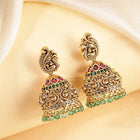 Peacock Carved Temple Jhumka Earrings