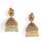 Peacock Carved Temple Jhumka Earrings