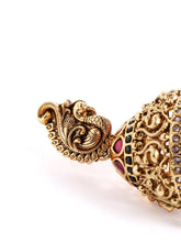 Peacock Carved Temple Jhumka Earrings
