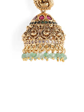 Peacock Carved Temple Jhumka Earrings