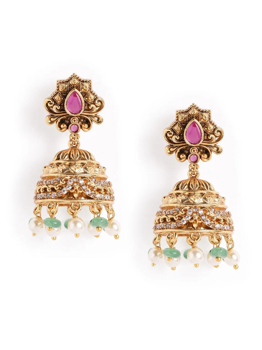 Traditional Ruby and Pearl Drop Earring