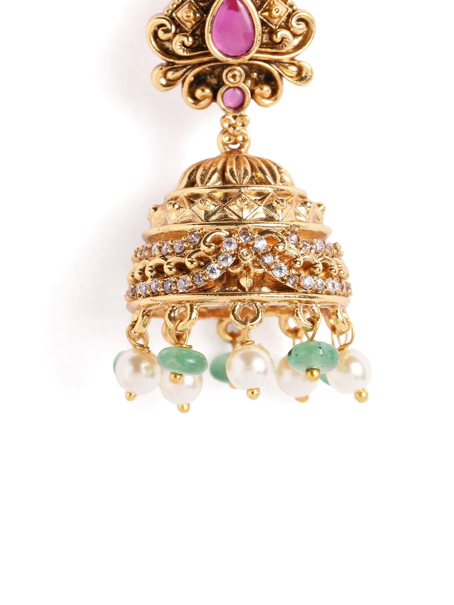 Traditional Ruby and Pearl Drop Earring