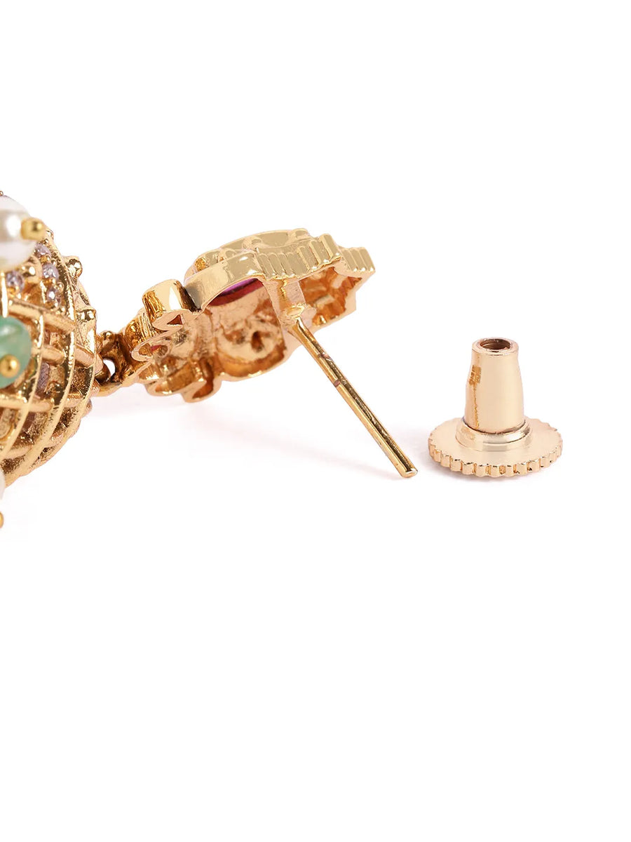 Traditional Ruby and Pearl Drop Earring