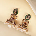Peacock Motif Temple Pearl Jhumka